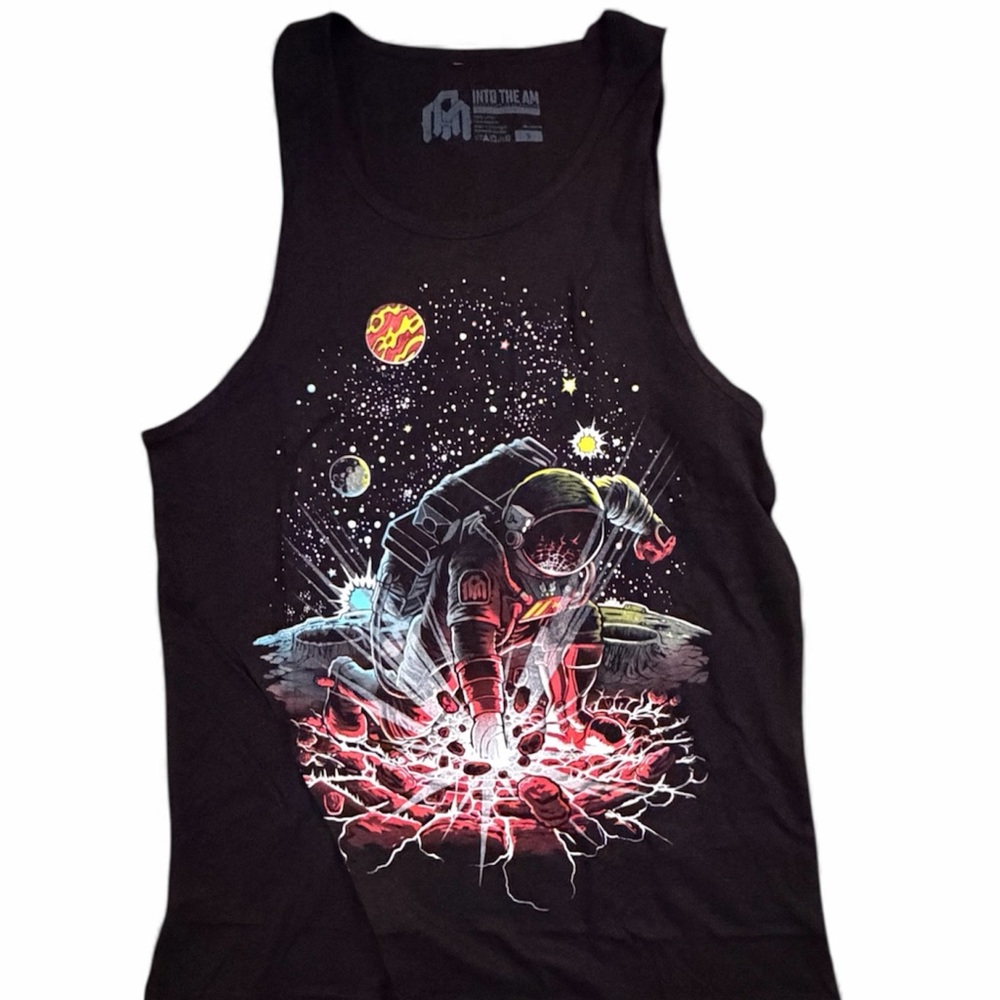 Into The AM Black Astronaut Graphic Tank Top